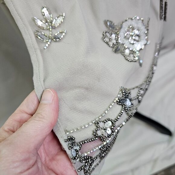 Altar'd State Champagne Beaded Sparkle Faux Wrap Mini Dress Size Small - Picture 9 of 12